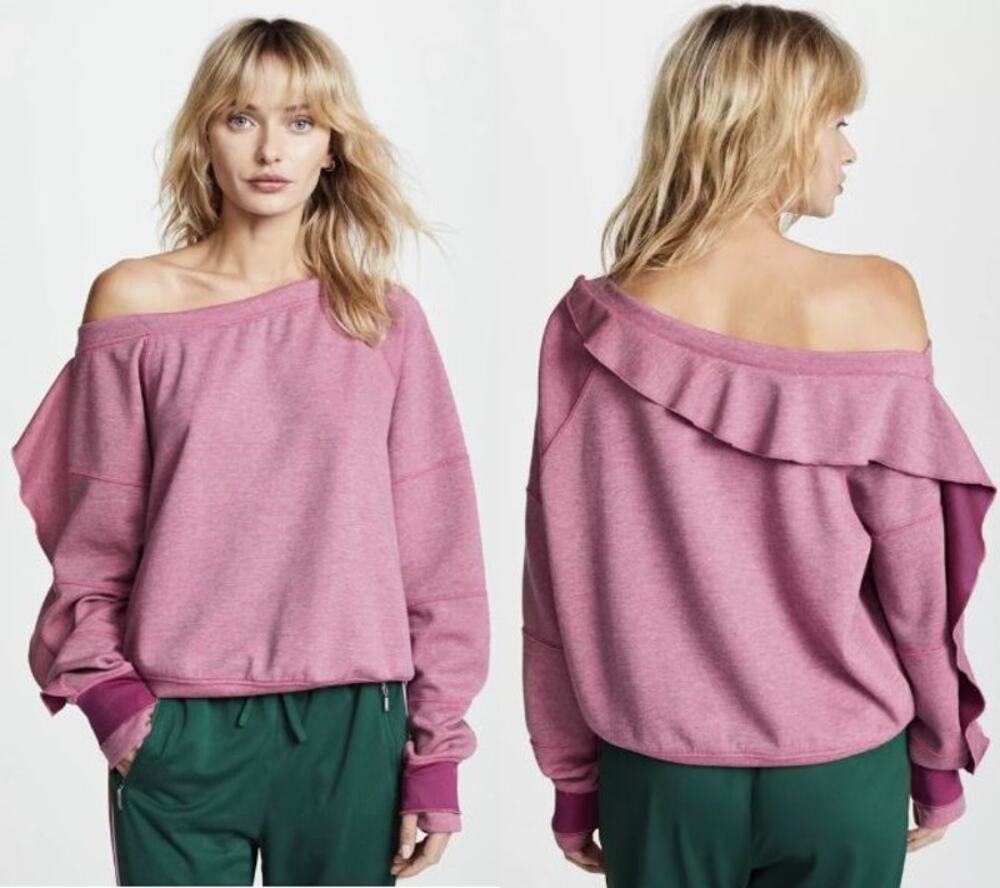 Free People Movement Flounce Tech Sweatshirt Womens Size XS Ruffle Feminine Boho